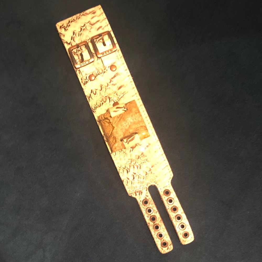 ROCK BAND Leather/Jasper BRACELET SAND/SNAKE PRINT
